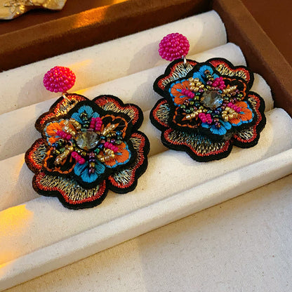 銀針蝴蝶愛心刺繡耳釘