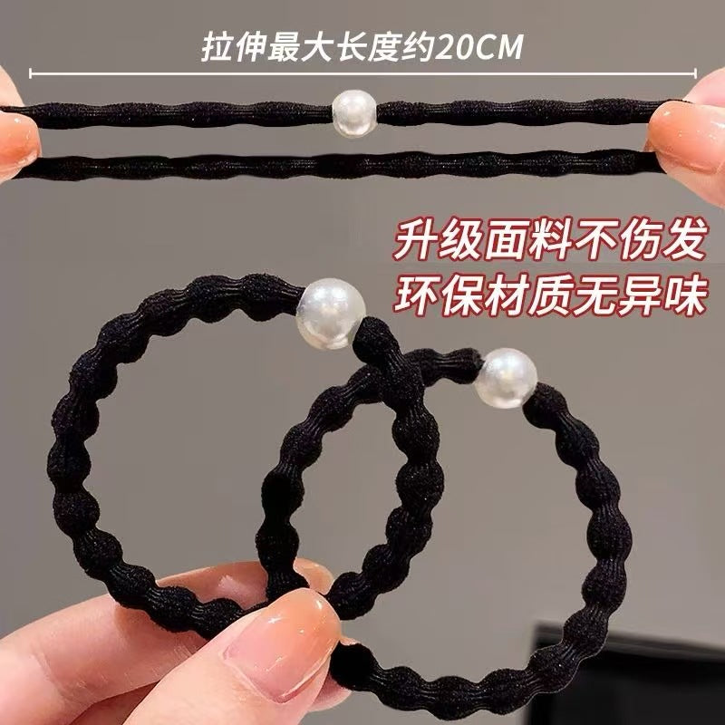 圓珠簡約髮圈－白球黑繩1條款實拍｜https://igowo.tw/