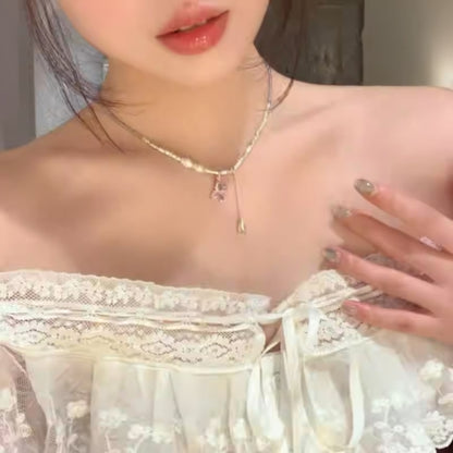 碎銀串珠蝴蝶項鍊