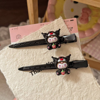 黑色草莓貓咪髮夾－商品主圖｜https://igowo.tw/