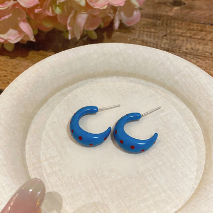 琺瑯銀針C形簡約耳釘