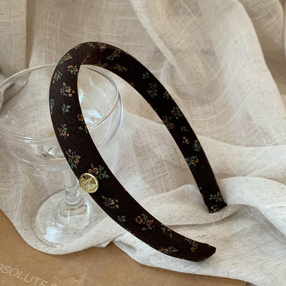 棕色豹紋寬版髮箍－咖色碎花款細節｜https://igowo.tw/
