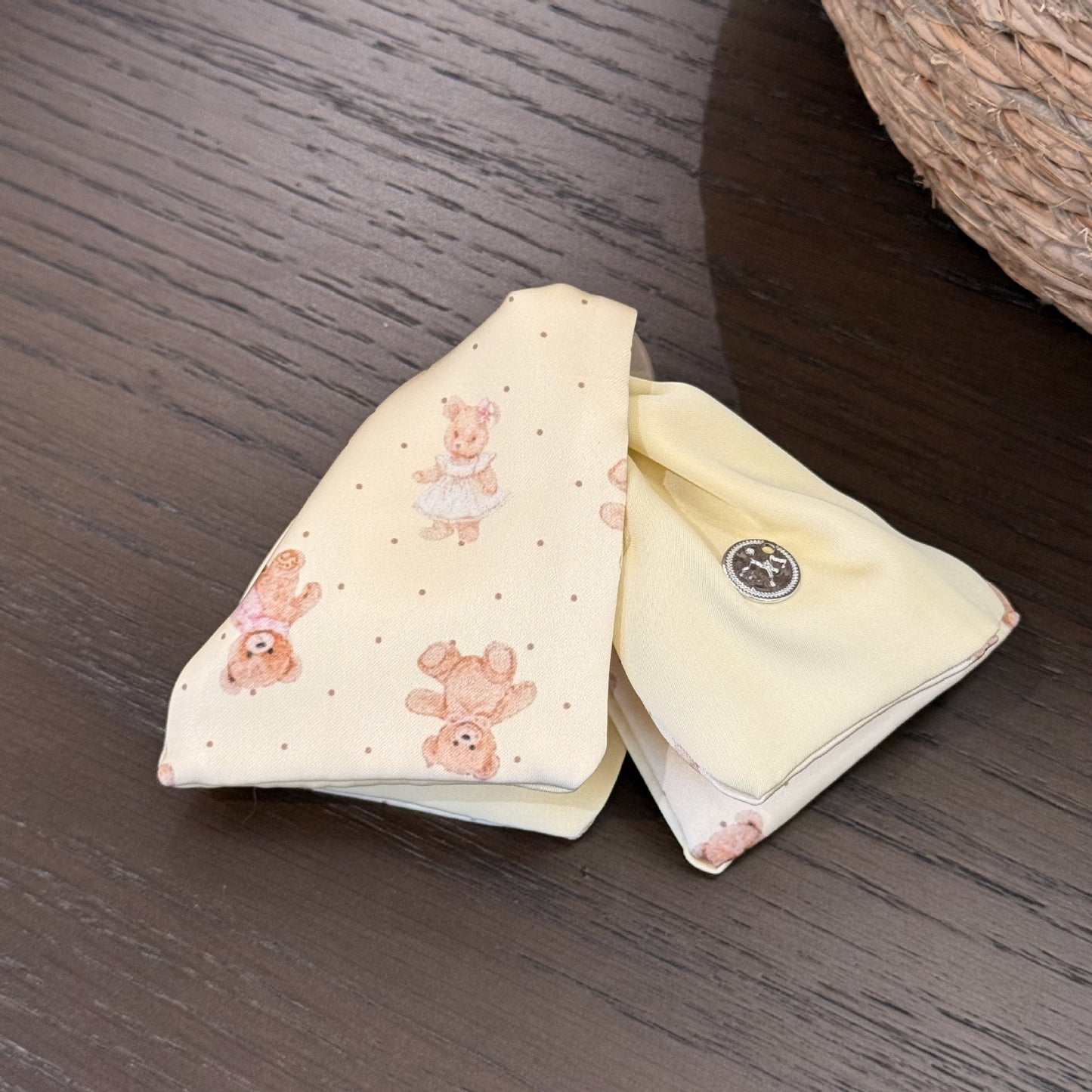 黃色小熊蝴蝶結髮圈