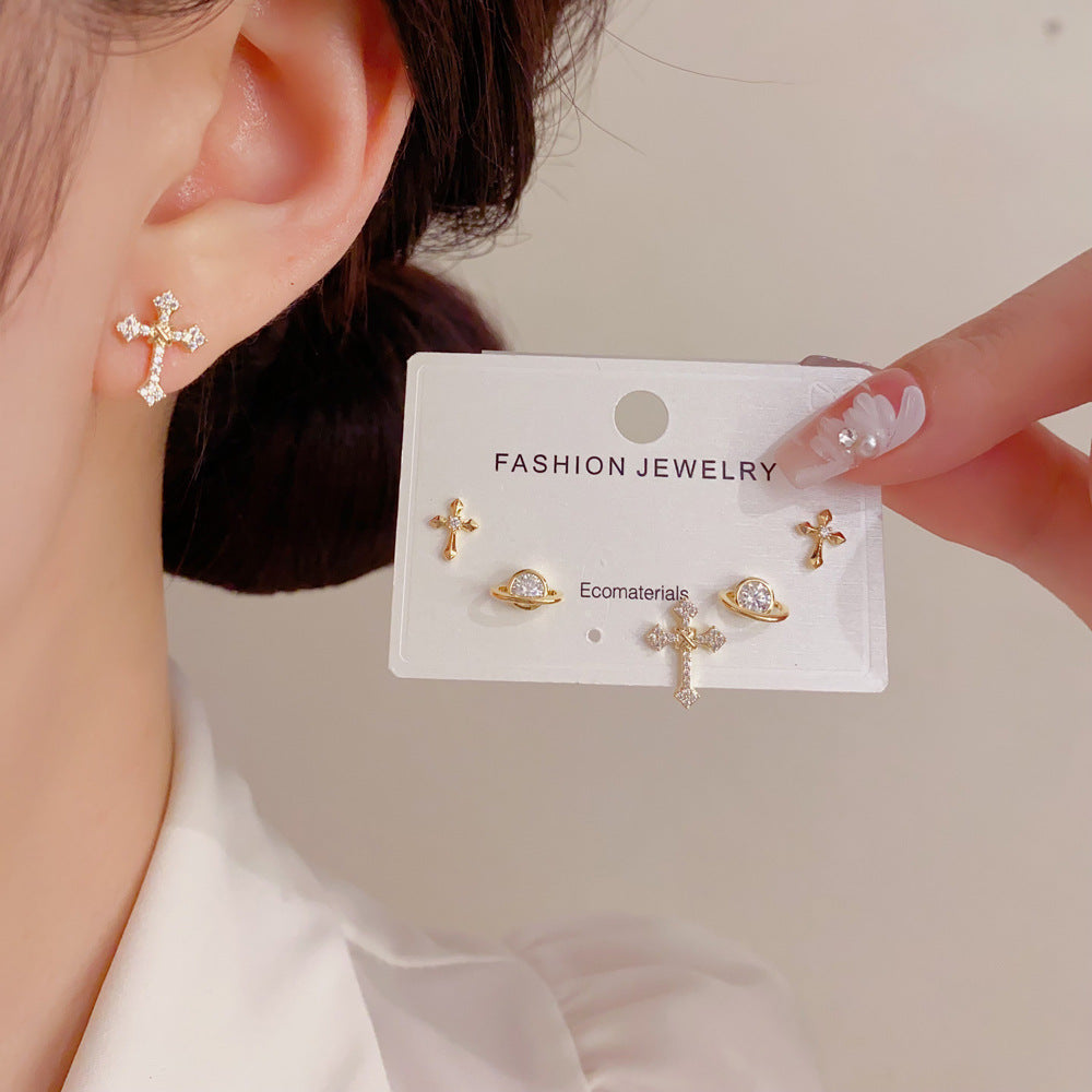 鋯石星球耳釘三件組－第二視角實拍｜https://igowo.tw/