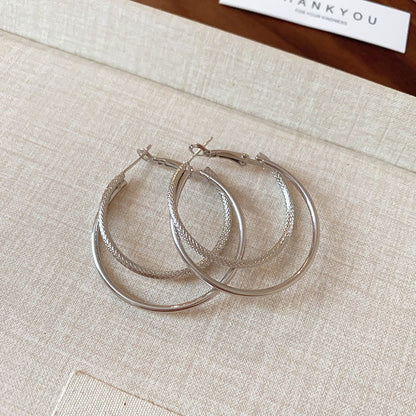 銀針圓圈多層簡約耳環