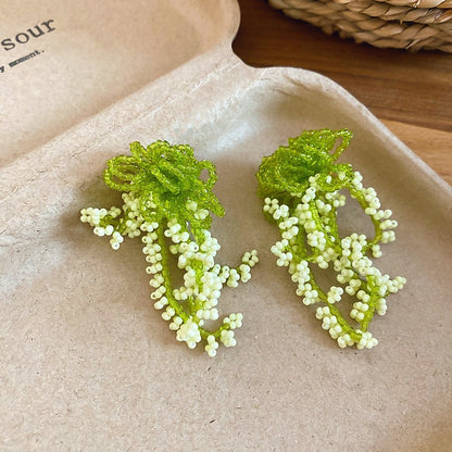 莫奈花園串珠系列耳釘多巴胺氛圍感甜美風耳環設計感小眾漂亮耳飾
