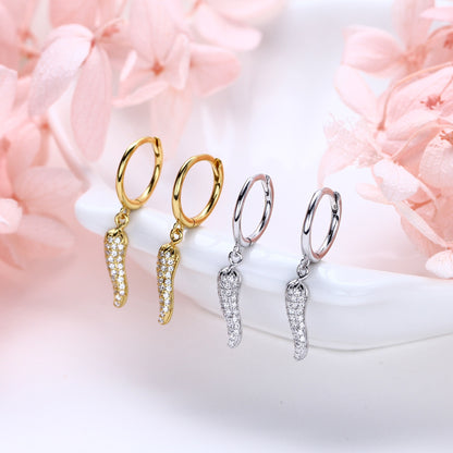 S925 外貿辣椒耳扣韓國時尚百搭光面個性潮人耳飾氣質短款耳環