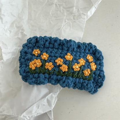 花朵刺繡編織髮夾－細節特寫4｜https://igowo.tw/
