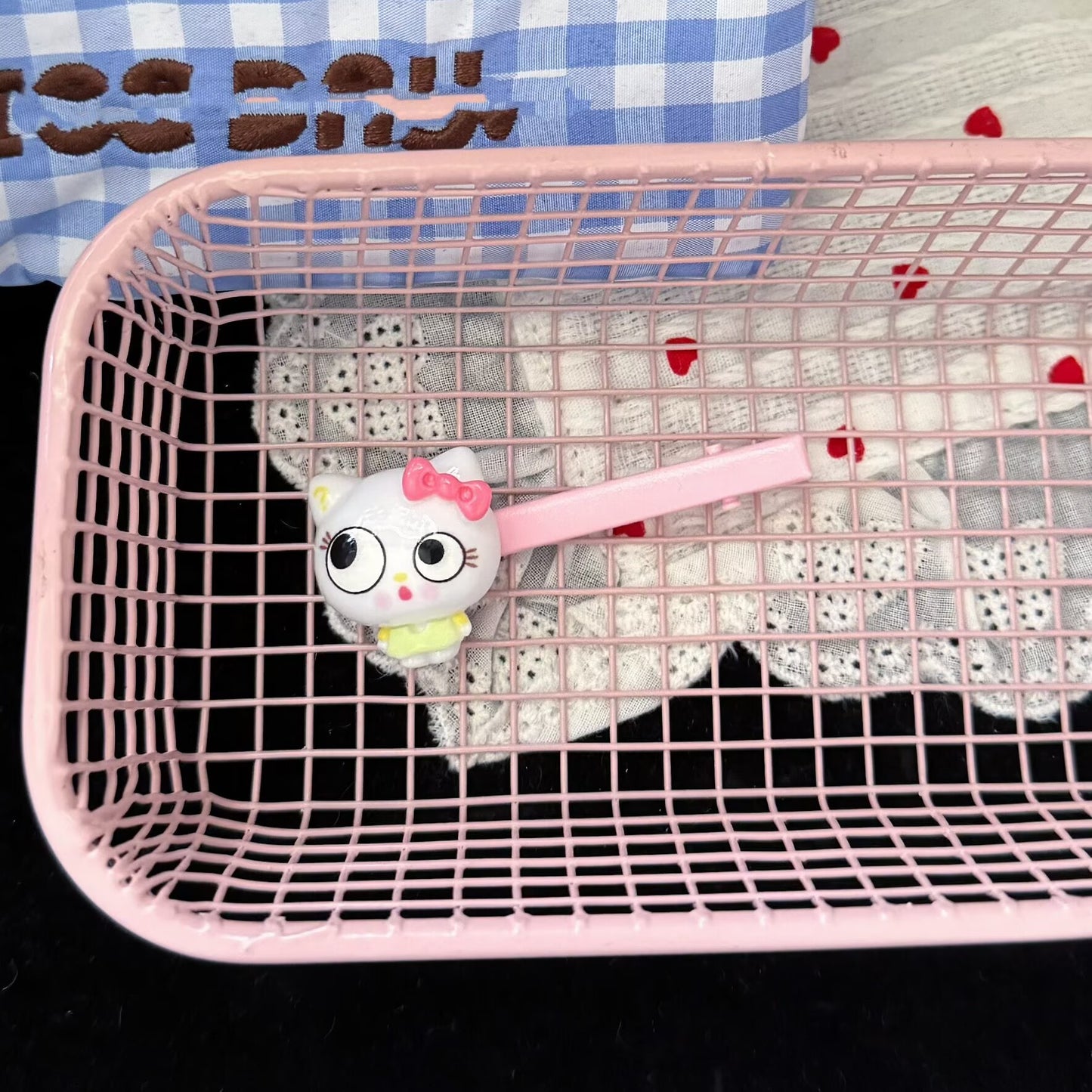 粉色貓咪髮夾