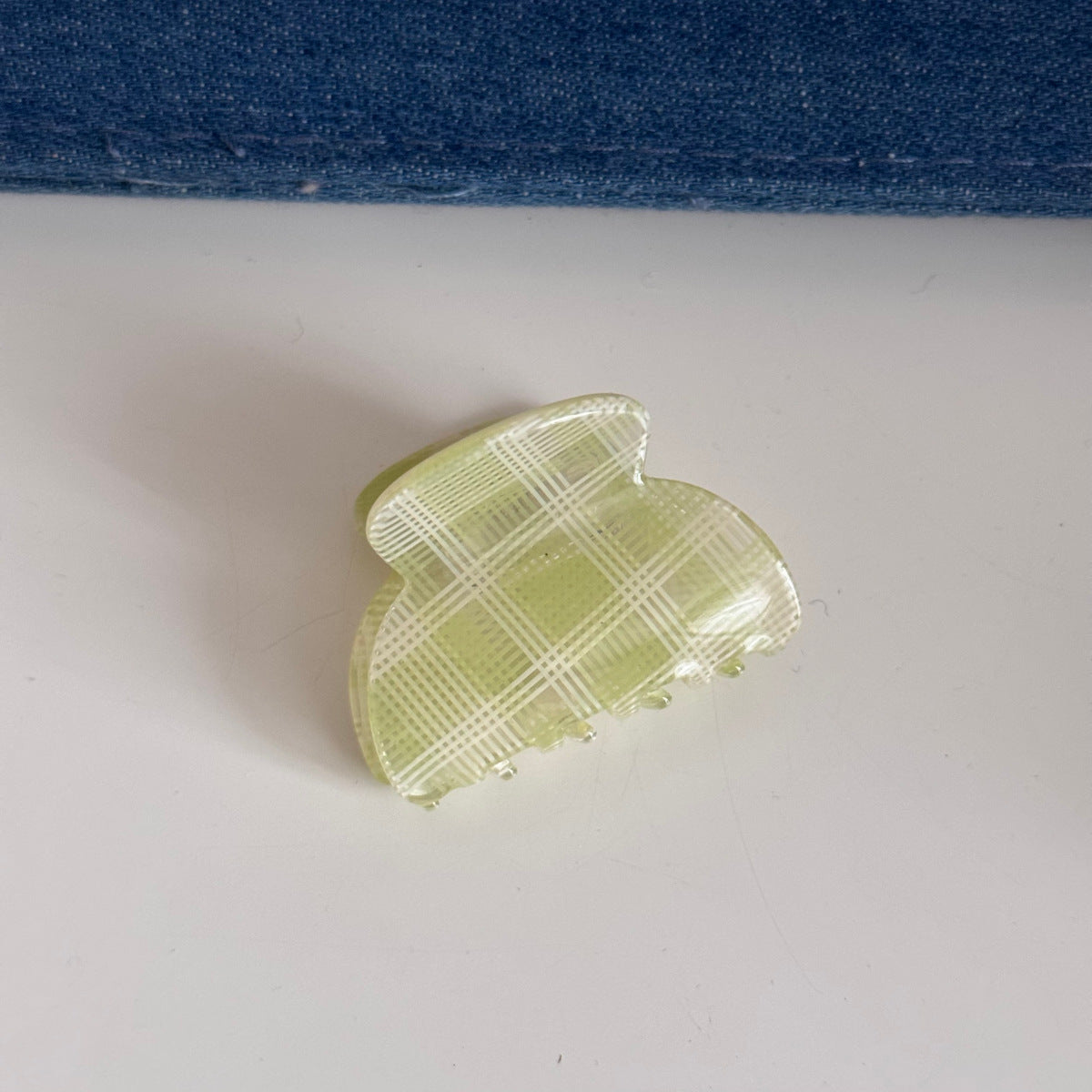 綠色格紋簡約鯊魚夾