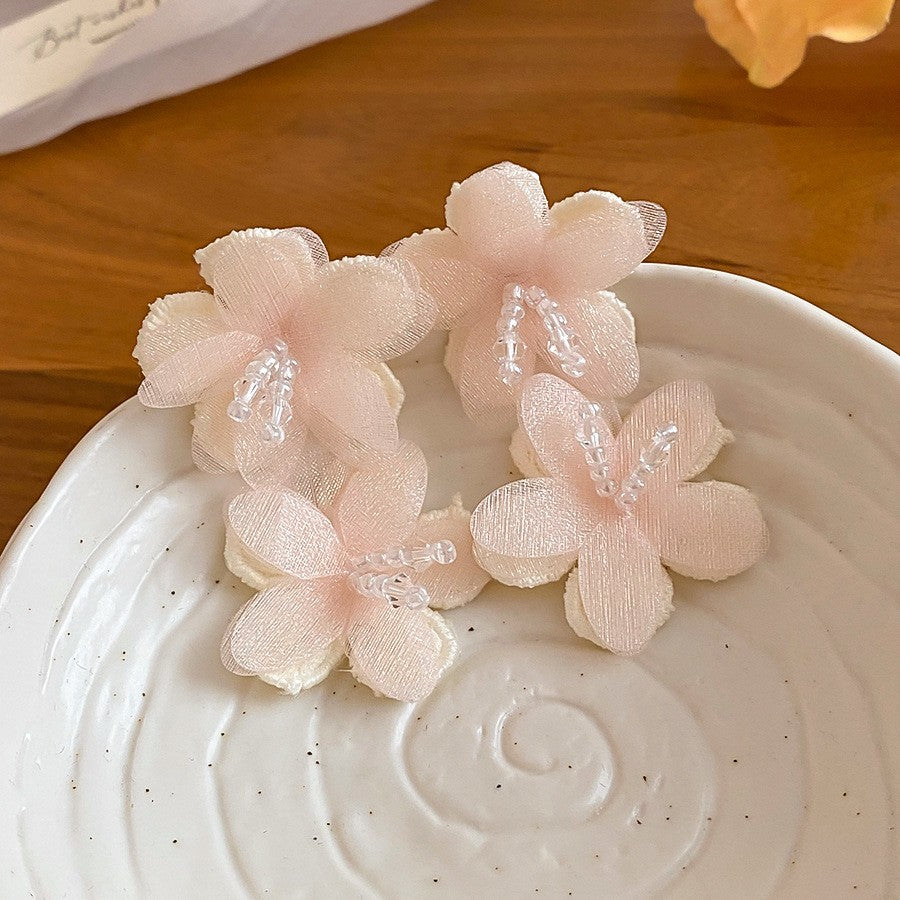 粉紅泡泡~銀針菱形花朵耳釘波西米亞風甜美耳環新款百搭耳飾
