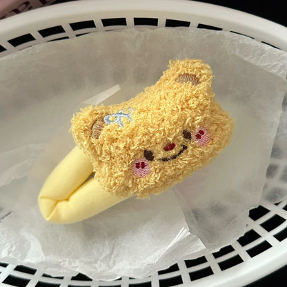 黃色絨面小熊卡通髮夾