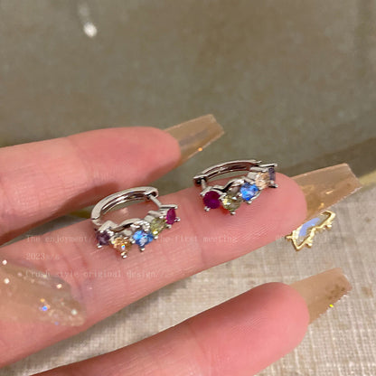 韓國彩色鋯石耳圈