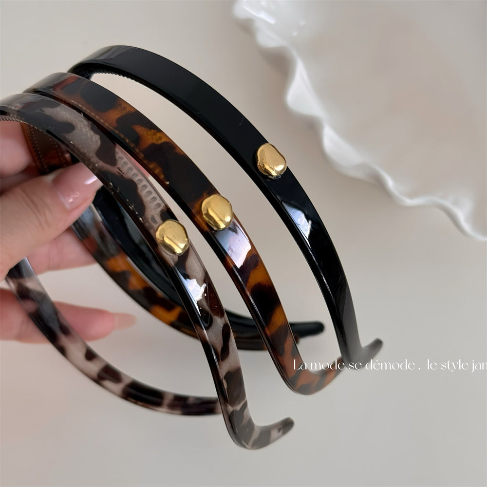 金色豹紋圓珠復古髮箍－商品主圖｜https://igowo.tw/