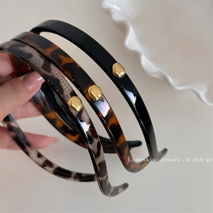 金色豹紋圓珠復古髮箍－商品主圖｜https://igowo.tw/
