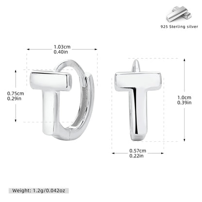 S925 耳環簡約光面T字形幾何耳飾極簡小眾百搭飾品