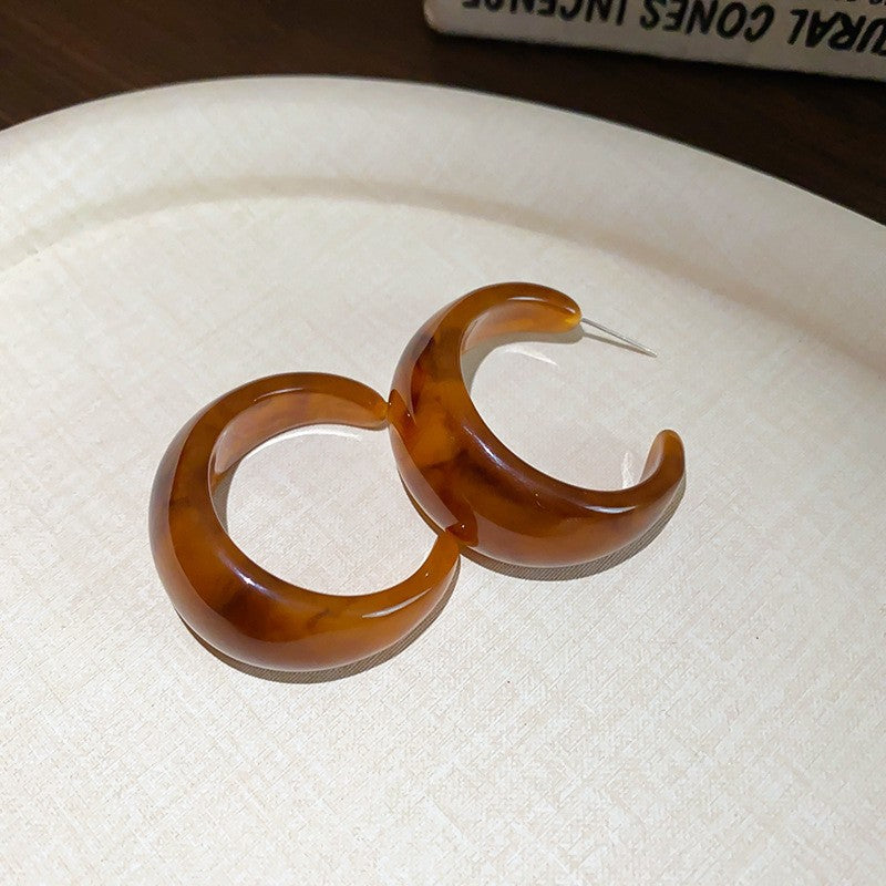 美拉德銀針豹紋流蘇耳釘時尚百搭復古港風耳環輕奢高級感小眾耳飾