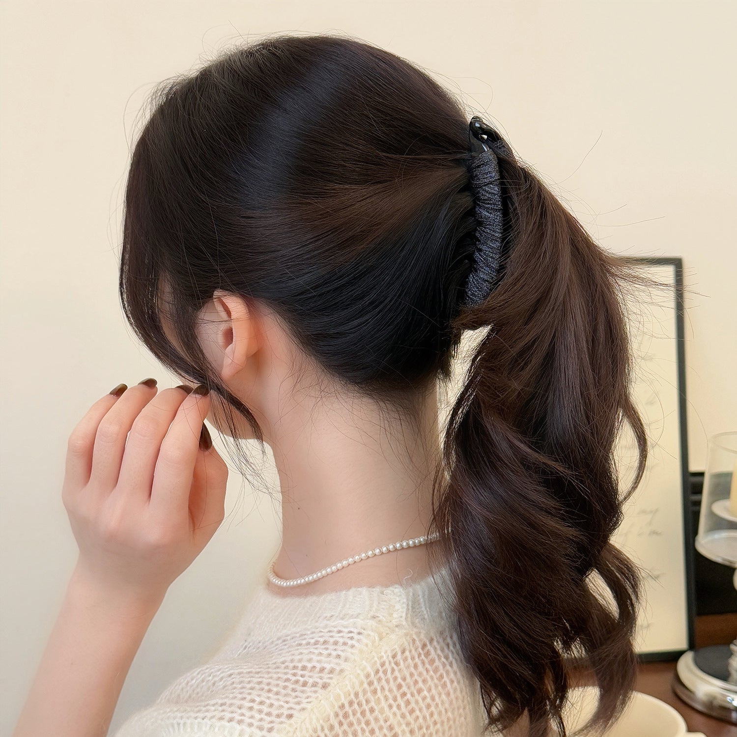 布面纏繞簡約髮夾－粉紫色款實拍｜https://igowo.tw/