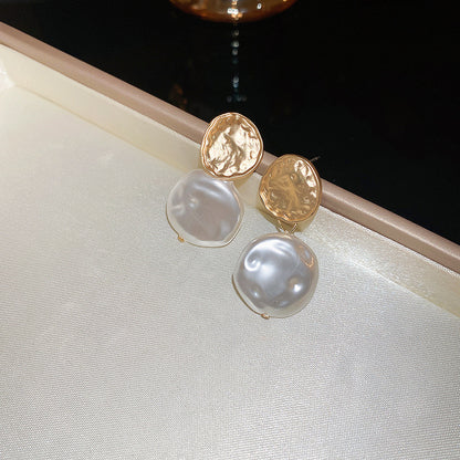 銀針不規則珍珠菱形愛心耳釘氣質輕奢簡約設計感耳環小眾百搭耳飾