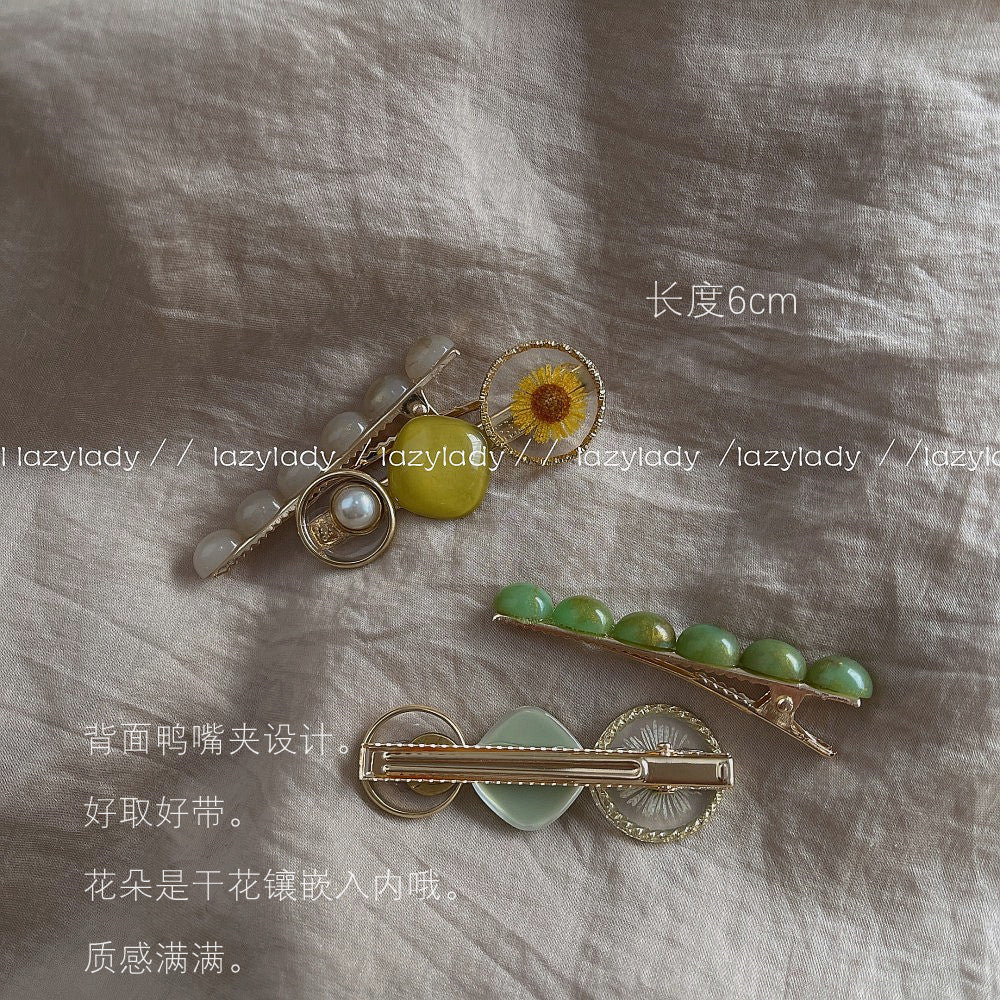 復古髮夾二件組－黃色款實拍｜https://igowo.tw/