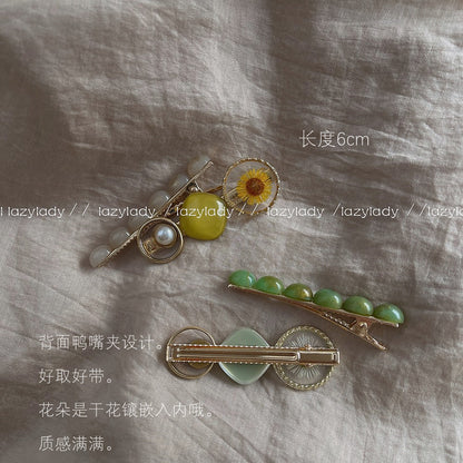 復古髮夾二件組－黃色款實拍｜https://igowo.tw/