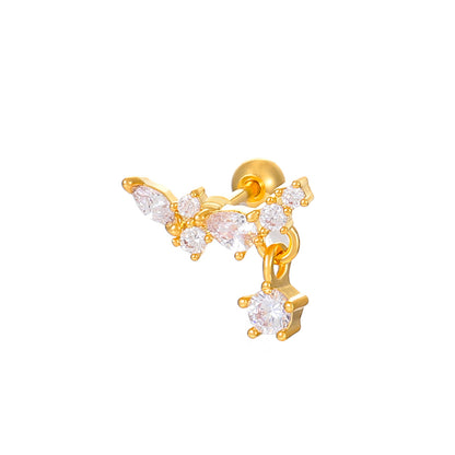 繽紛鋯石愛心月亮耳釘