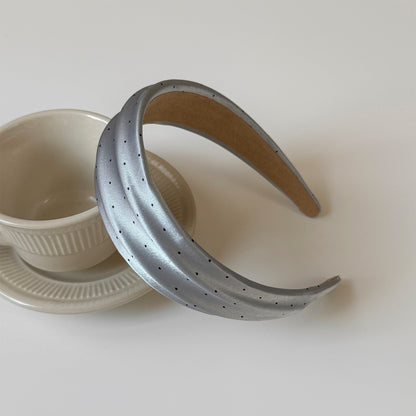 波點寬版髮箍－米白-坑條髮箍款細節｜https://igowo.tw/