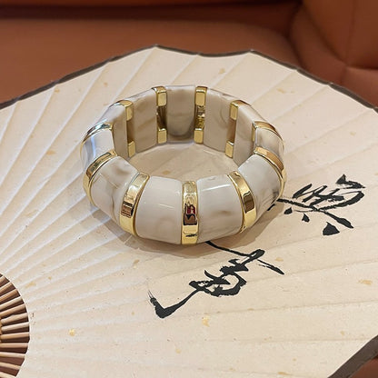 歐美跨境亞克力橢圓形暈染手鐲時尚簡約百搭風手環設計感小眾手飾