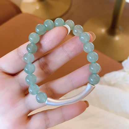 綠東陵串珠啞光幾何圓形手鏈古風氣質手串手環小眾設計感手飾批發