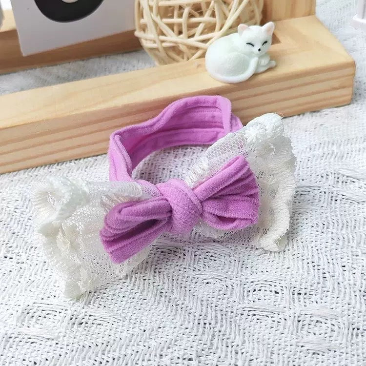 蕾絲蝴蝶結髮圈－米白色款細節6｜https://igowo.tw/