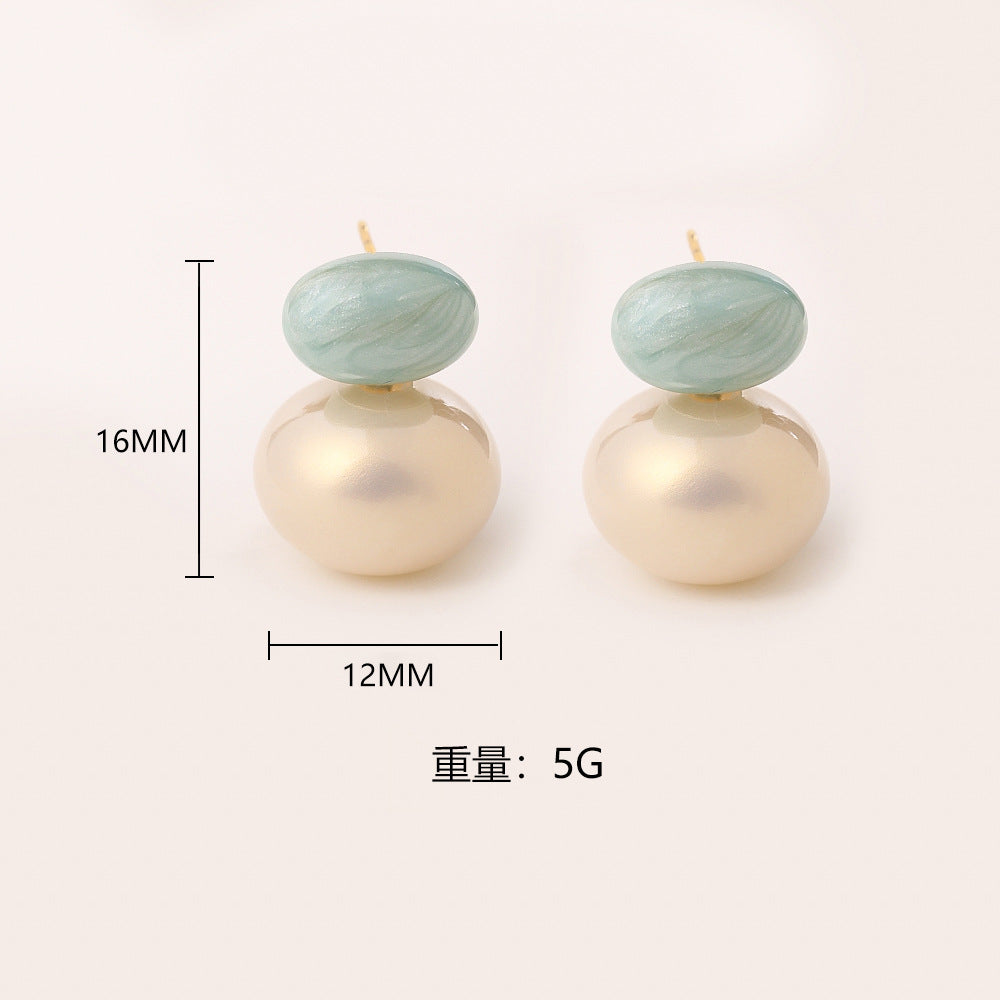 琺瑯珍珠圓珠耳釘