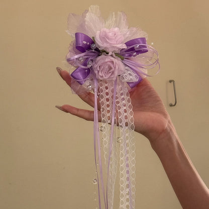 春幡紫霧_氛圍感紫色蕾絲花朵發夾超仙甜美百搭鴨嘴夾高級感發飾