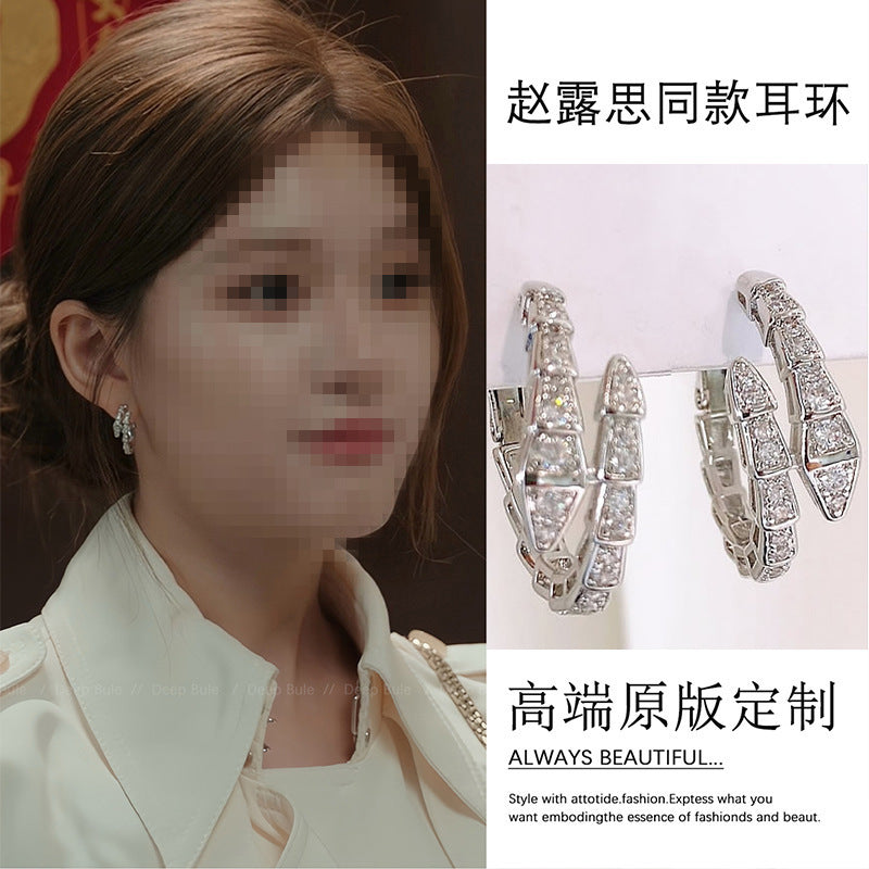 許我耀眼趙露思許妍同款豹紋圈圈耳環女款夸張大氣顯臉小耳圈耳飾