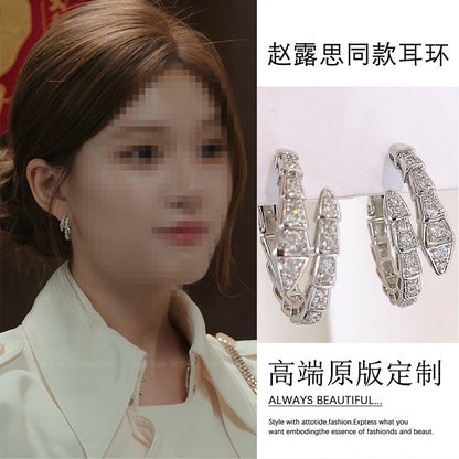 許我耀眼趙露思許妍同款豹紋圈圈耳環女款夸張大氣顯臉小耳圈耳飾