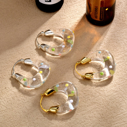 透明樹脂波點耳扣－商品主圖｜https://igowo.tw/
