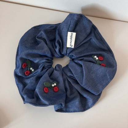 櫻桃蝴蝶結刺繡鯊魚夾