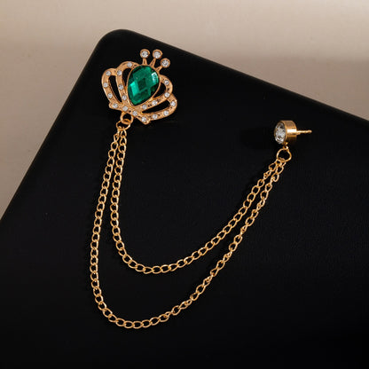 皇冠鏈條流蘇胸針