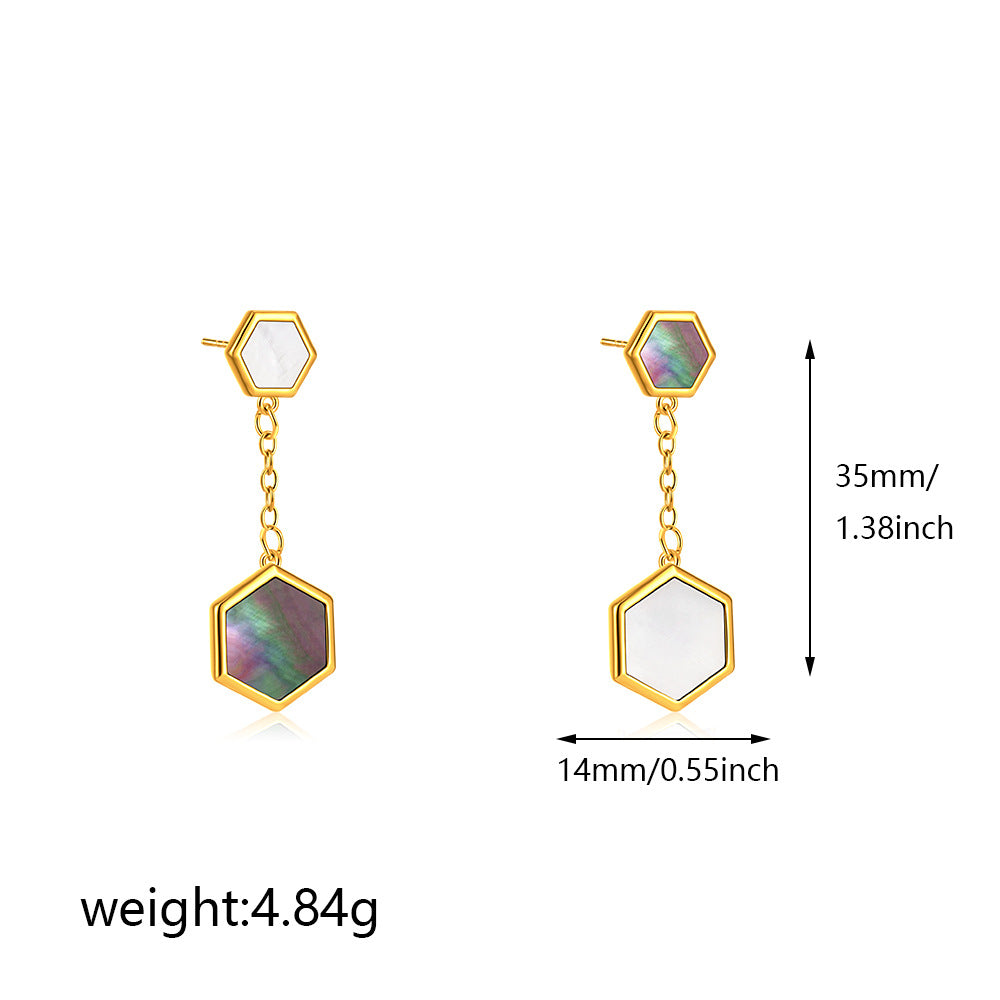 金色幾何流蘇長版耳環