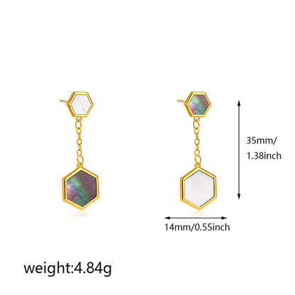 金色幾何流蘇長版耳環