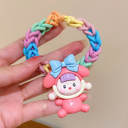 彩色卡通編織髮圈