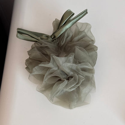 網紗玫瑰蝴蝶結髮圈
