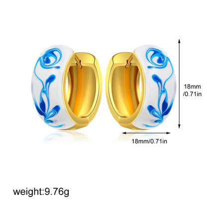 金色琺瑯圓圈復古耳環