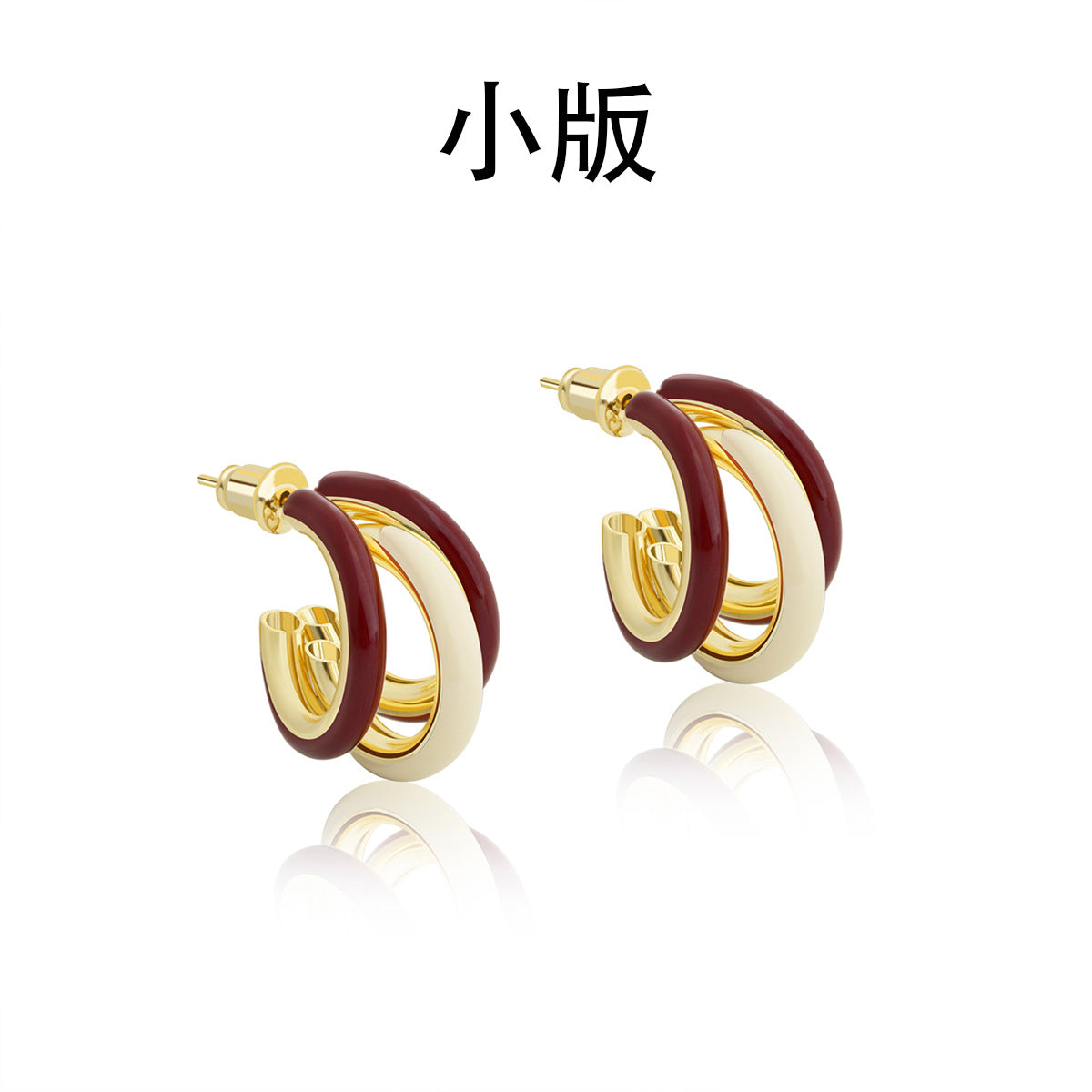 復古紅琺瑯圓圈耳環