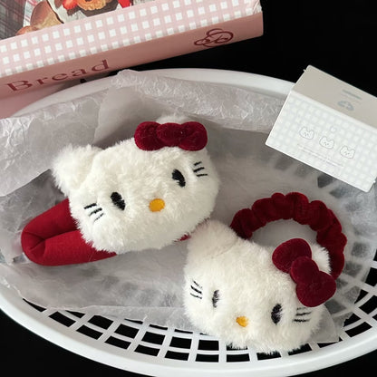 紅色絨面領結貓咪髮夾－商品主圖｜https://igowo.tw/