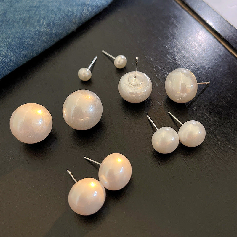 S925銀針輕奢氣質饅頭珍珠耳釘