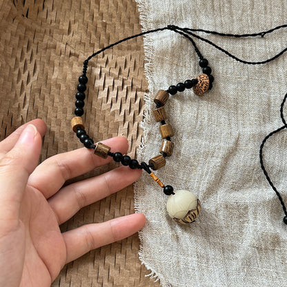 皮革愛心字母編織項鍊