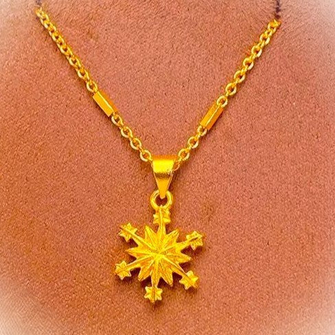 金色碎冰雪花墜飾項鍊－商品主圖｜https://igowo.tw/