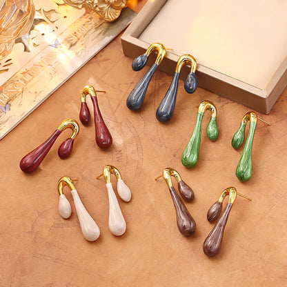 紅色水滴復古簡約耳環－商品主圖｜https://igowo.tw/