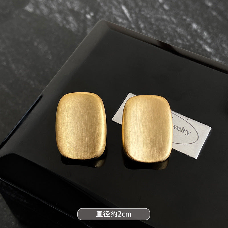 金屬方形拉絲簡約耳釘