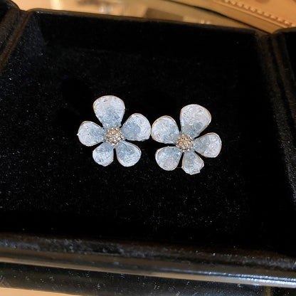 銀針鋯石水晶貝殼耳釘精致簡約時尚耳環女個性設計耳飾小眾高級感